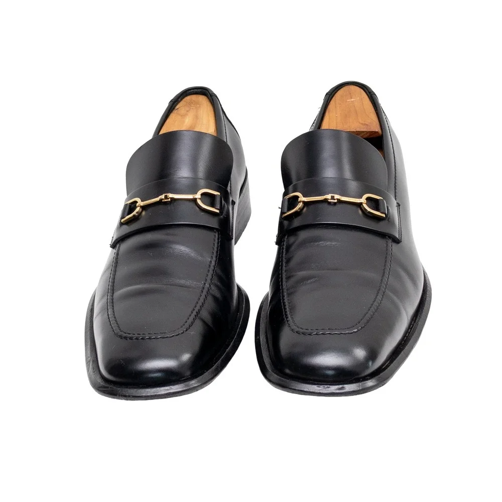 Gucci Tom Ford Era Horsebit Loafers Black Leather Dress Shoes 12.5D Italy Men's